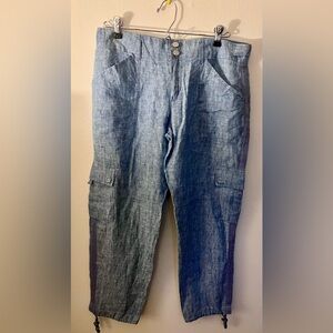 Sanctuary for Anthropologie Blue 100% Linen Chambray Blue Womens Size 27 Pants